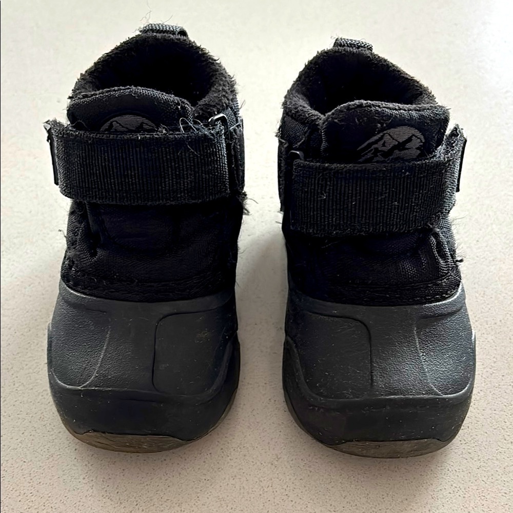 Black Ankle-Height Boots with Velcro Straps